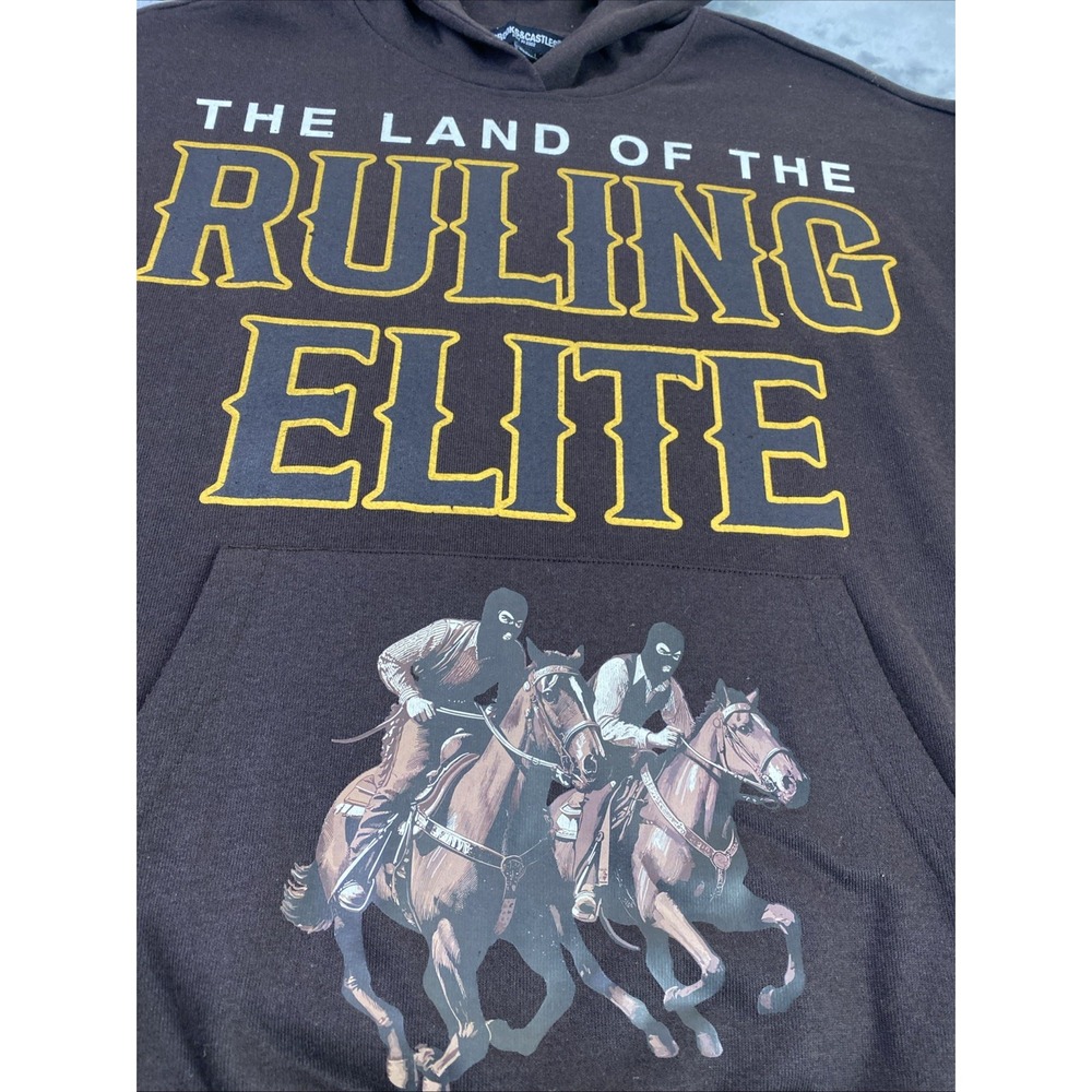 Crooks & Castles Hoodie Mens Large Brown Ruling Elite Graphic Star Sleeve Hooded